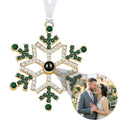 Personalized Photo Projection Green Crystal Snowflake Ornament