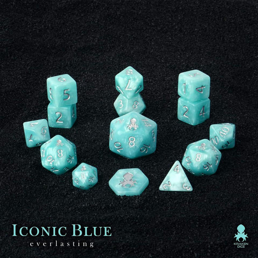 Kraken Dice - Iconic Blue: Everlasting 14pc Polyhedral Dice Set