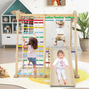 6-in-1 Indoor Jungle Gym Kids Wooden Playground with Monkey Bars