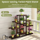 Indoor Outdoor Wood Plant Stand Multi-Tiered Corner Plant Shelf Flowerpot Holder-Brown