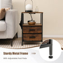 Industrial Bedside Table with USB Ports and AC Outlets for Bedroom Living Room
