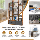 12-Tier Open-Back Freestanding Bookshelf with Drawer