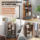 7-Tier Open-Back Bookshelf with Drawer