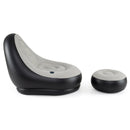 Inflatable Lounge Sofa with Ottoman Portable Air Sofa for Adults with Flocked Surface-Grey