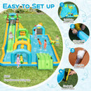Inflatable Water Slide Tropical Theme Dual Slide Aqua Park with 750W Blower