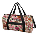 Personalized Floral Pumpkin Duffel Bag with Custom Name – Fall Travel, Gym & Weekend Bag