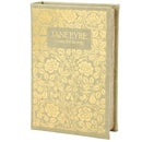 Jane Eyre Gold Floral Book Box | Faux Leather Wrap Book Shaped Storage Stash Trinket Box