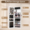 43.5 Inch Jewelry Mirror Cabinet with Full-length Mirror and Adjustable Hangers