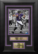 Joe Flacco Spotlight Action Baltimore Ravens 8x10 Framed Football Photo with Engraved Autograph