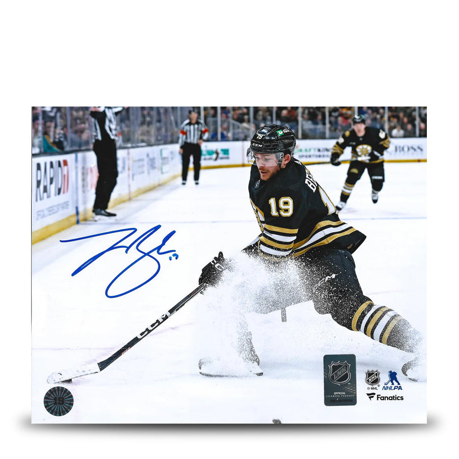 Johnny Beecher in Action Boston Bruins Autographed 8