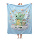 Personalized Kawaii Space Dragon Blanket | Custom Name | Cosmic Dragon Throw