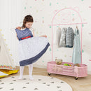 Kid Clothes Rack with 3 Adjustable Heights and Wheels