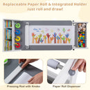 Kids Art Table and Chair with Paper Roll and Fabric Bins for Drawing Reading Studying Playing-Gray