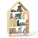 Kids Dollhouse Bookshelf House-shaped Bookcase Children Toy Storage Organizer-Natural