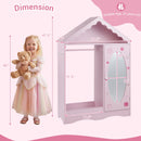 Kids Dress Up Storage with Mirror Roofed Wardrobe Closet with Open Hanging Rack