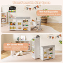 Kids Grocery Store Playset Convertible Wooden Play Store with Shopping Cart-White