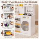 Kids Kitchen Playset with Cooking Accessories and Toy Cuttable Veggies-White