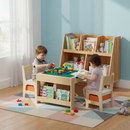Kids Learning & Play Essentials Bundle - Bookshelf + 4-in-1 Activity Table Set + 360° Swivel Chair