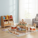 Kids Learning & Play Essentials Bundle - Bookshelf + 4-in-1 Activity Table Set + 360° Swivel Chair
