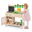 Kids Mud Kitchen Play Pretend Kitchen with Chalkboard for Kids Aged 3+