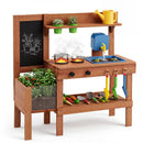Kids Mud Kitchen with Planter Box and 13 Accessories