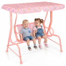 Kids Patio Swing 2-Seater Outdoor Porch Swing Lounge Chair with Adjustable Canopy