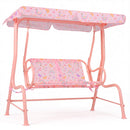 Kids Patio Swing 2-Seater Outdoor Porch Swing Lounge Chair with Adjustable Canopy