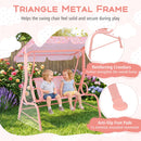 Kids Patio Swing 2-Seater Outdoor Porch Swing Lounge Chair with Adjustable Canopy