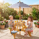 Kids Picnic Table with Stools and Foldable Adjustable Umbrella for Backyard and Patio
