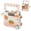 Kids Pizza Food Truck Wooden Pretend Play Snack Cart with Oven-Pink
