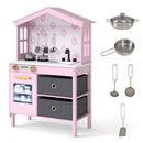 Kids Play Kitchen Children Toy Kitchen Playset with 2 Stoves and Rotation Knobs