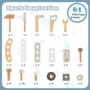Kids Play Tool Workbench Set with 61 Pcs Tool and Parts Set-Blue