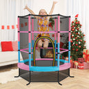 55 Inch Kids Recreational Trampoline Bouncing Jumping Mat with Enclosure Net-Pink