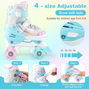 Kids Roller Skates 4 Sizes Adjustable Quad Skates with Light-up Wheels and Safety Protection