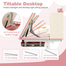 Height Adjustable Children School Home Study Table and Chair Set with Tilted Desktop for 3-12 Years Old
