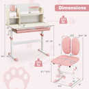 Height Adjustable Children School Home Study Table and Chair Set with Tilted Desktop for 3-12 Years Old