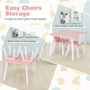 3 Pieces Kids Table and Chairs Set for Arts Crafts Snack Time-Pink