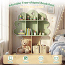 Kids Tree Bookshelf 45" Tall Freestanding Bookcase with Open Shelves-Green