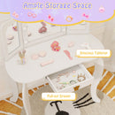 Kids Vanity Set with Tri-fold Lighted Mirror Detachable Top and Stool