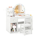 Kids Vanity Table and Chair Set with Lighted Mirror for Kids Aged 3+ Years Old