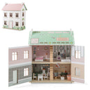 Kids Wooden Dollhouse 3 Level with Double-Sided Roofs and Doors-Pink