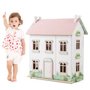 Kids Wooden Dollhouse 3 Level with Double-Sided Roofs and Doors-Pink