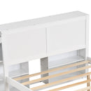Twin/Full Kids Wooden Platform Bed with Trundle Storage Headboard