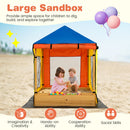 Kids Wooden Sandbox with Canopy Large Sand Pit with Mesh Windows and Bottom Liner-Multicolor