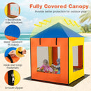 Kids Wooden Sandbox with Canopy Large Sand Pit with Mesh Windows and Bottom Liner-Multicolor