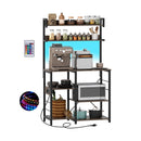 Kitchen Bakers Rack with Power Outlet 5-Tier Microwave Oven Stand with LED Lights