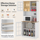 72 Inch Freestanding Pantry Cabinet with Hutch and Adjustable Shelf