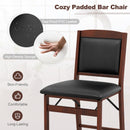Set of 2 Folding Kitchen Island Stool with Rubber Wood Legs-Brown
