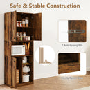 Kitchen Pantry Storage Cabinet with Microwave Stand and Open Shelves