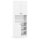 Kitchen Pantry Storage Cabinet with Microwave Stand and Open Shelves